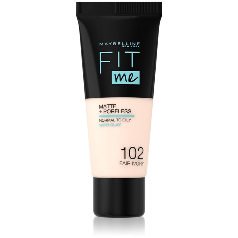 MAYBELLINE NEW YORK Fit Me! Matte+Poreless matující make-up pro normální a mastnou pleť odstín 102 Fair Ivory 30 ml - parfo.cz