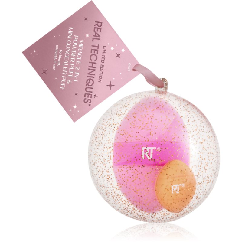 Real Techniques Miracle 2-in-1 Powder Puff Ornament houbička na make-up 2 ks - parfo.cz