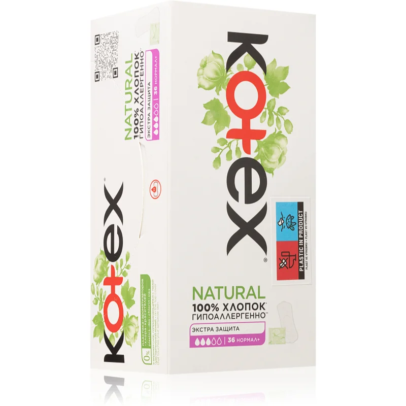 Kotex Natural Normal+ slipové vložky 36 ks - parfo.cz