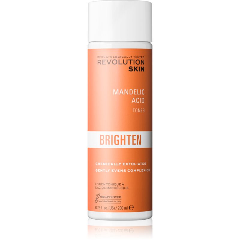 Revolution Skincare Brighten Mandelic Acid jemné exfoliační tonikum pro vyhlazení pleti a minimalizaci pórů 200 ml - parfo.cz