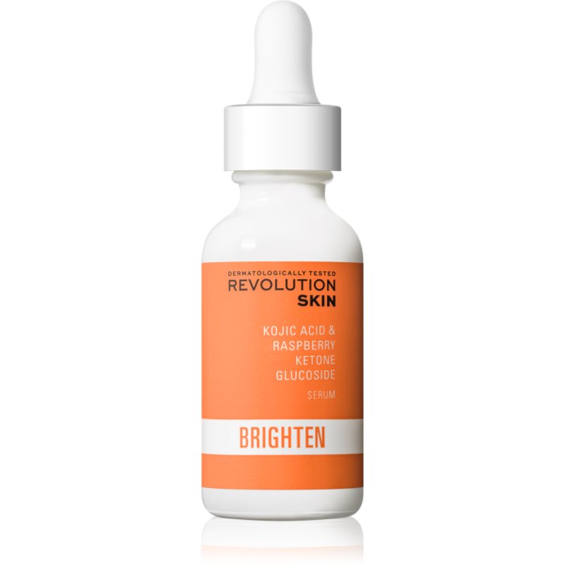 Revolution Skincare Brighten Kojic Acid & Raspberry Ketone Glucoside rozjasňující hydratační sérum pro sjednocení barevného tónu pleti 30 ml - parfo.cz