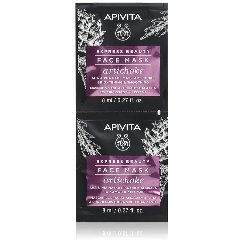 Apivita Express Beauty Brightening Face Mask Artichoke intenzivní hydratační maska s AHA kyselinami 2x8 ml - parfo.cz