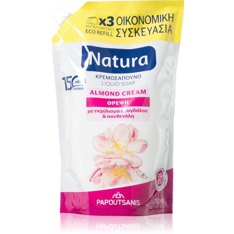 PAPOUTSANIS Natura Almond Cream tekuté mýdlo náhradní náplň 750 ml - parfo.cz