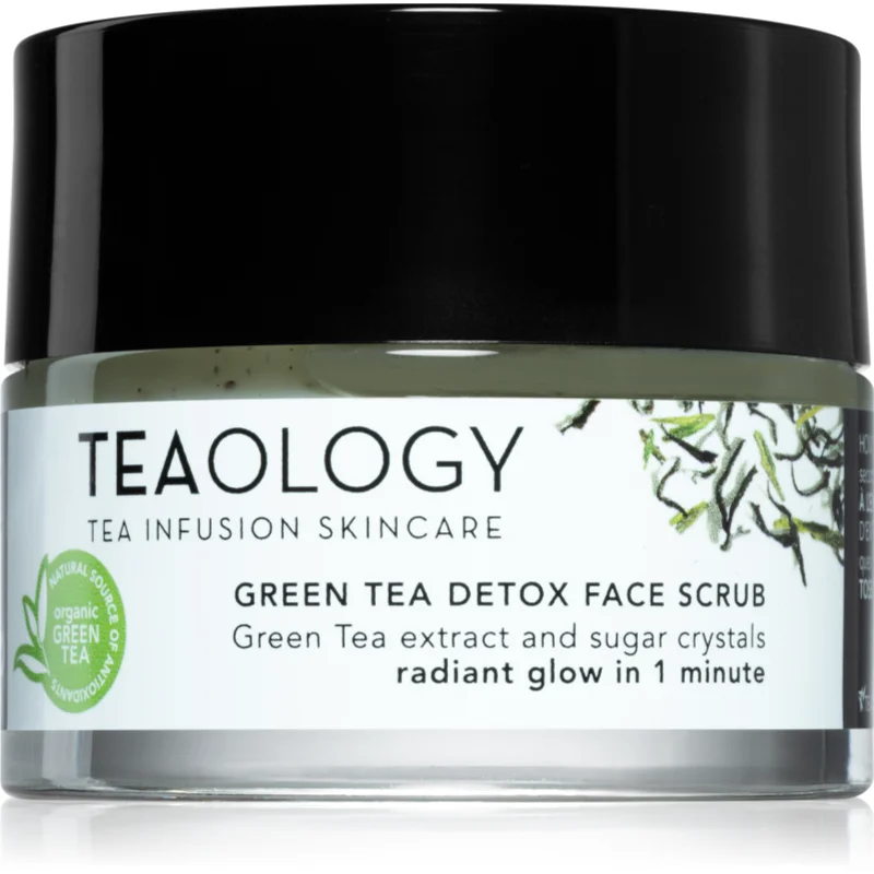 Teaology Cleansing Green Tea Detox Face Scrub cukrový peeling pro jemné čištění a výživu pokožky se zeleným čajem 50 ml - parfo.cz