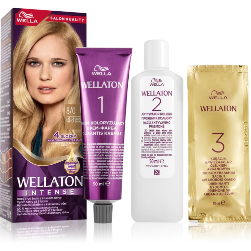 Wella Wellaton Intense permanentní barva na vlasy s arganovým olejem odstín 8/0 Light Blonde 1 ks - parfo.cz