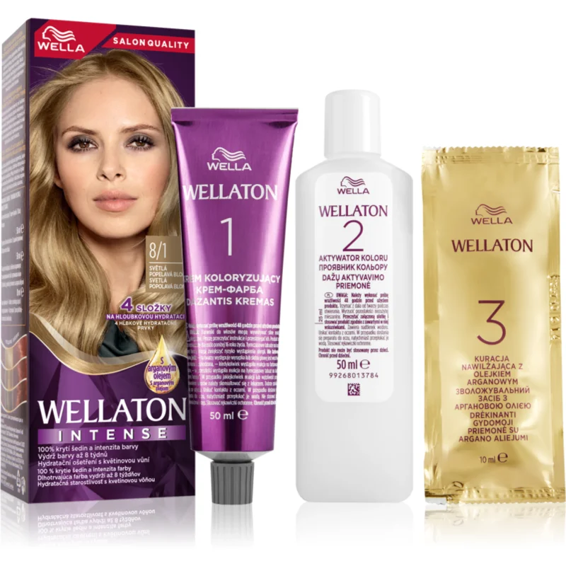 Wella Wellaton Intense permanentní barva na vlasy s arganovým olejem odstín 8/1 Light Ash Blonde 1 ks - parfo.cz