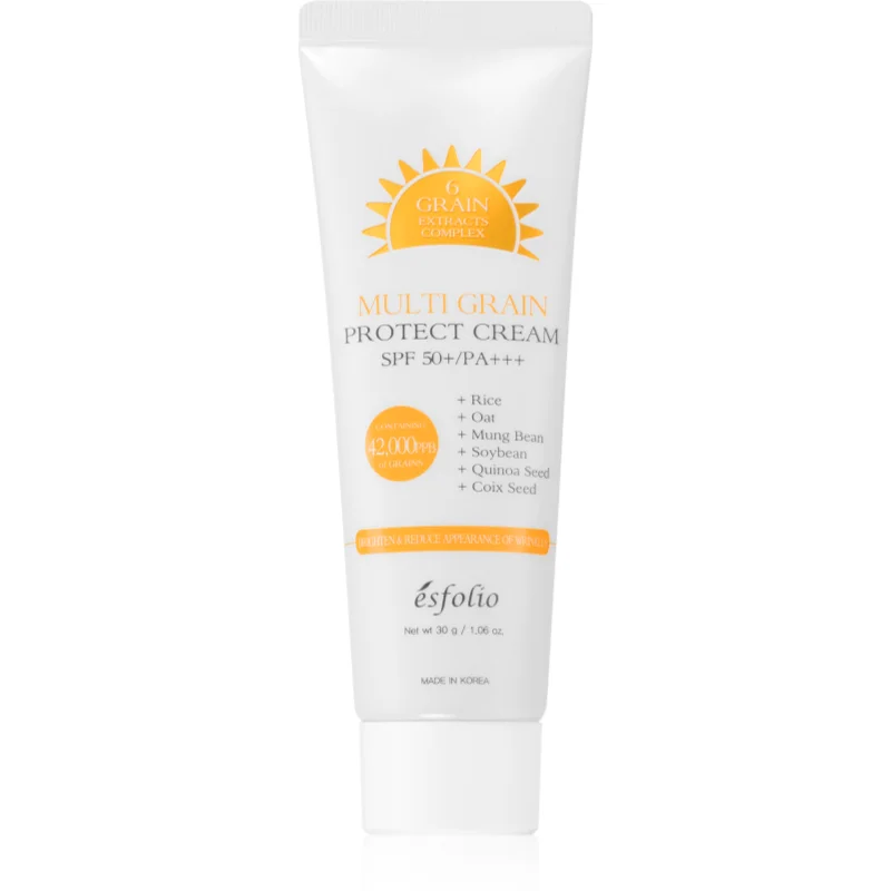 esfolio Protect Cream Multi Grain rozjasňující ochranný krém na opalovaní SPF 50+ 30 g - parfo.cz