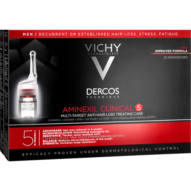 Vichy Dercos Aminexil Clinical 5 cílená péče proti vypadávání vlasů pro muže 21 x 6 ml - parfo.cz