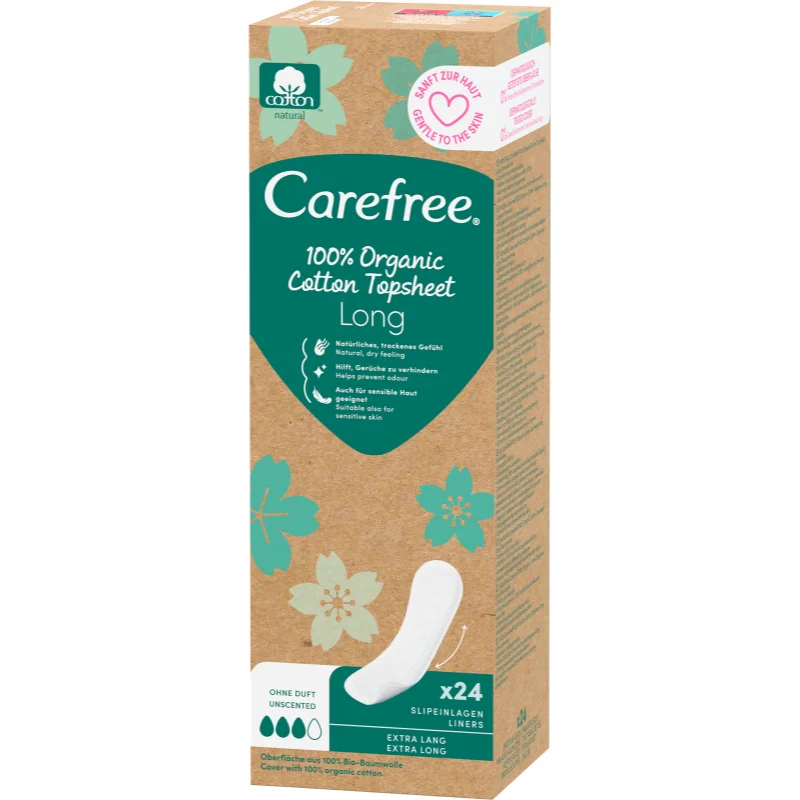 Carefree Organic Cotton Long slipové vložky 24 ks - parfo.cz