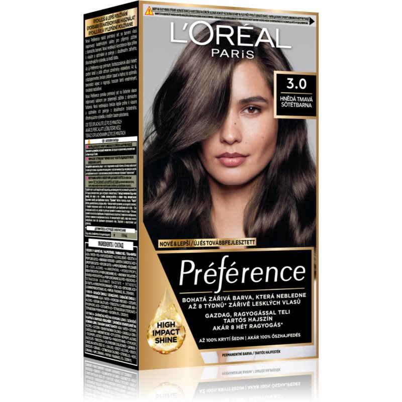 L’Oréal Paris Préférence barva na vlasy odstín 3.0 Dark Brown 1 ks - parfo.cz