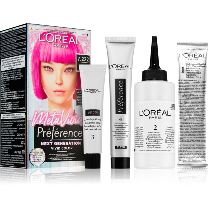 L’Oréal Paris Préférence Meta Vivids semi-permanentní barva na vlasy odstín 7.222 Meta Pink 1 ks - parfo.cz