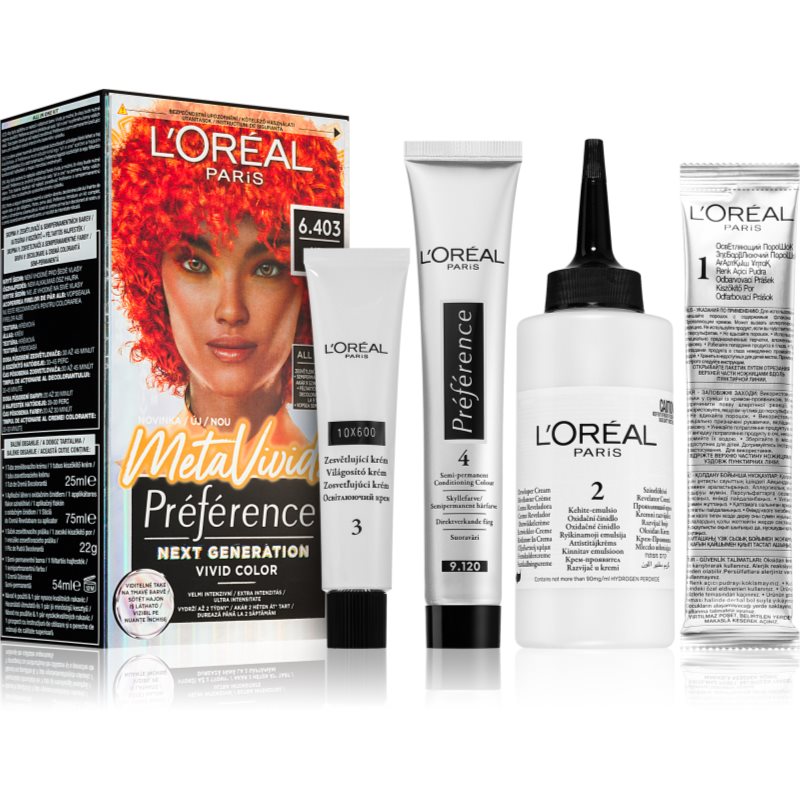 L’Oréal Paris Préférence Meta Vivids semi-permanentní barva na vlasy odstín 6.403 Meta Coral 1 ks - parfo.cz