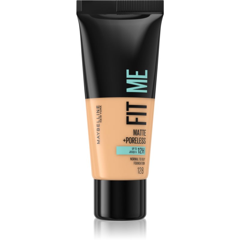 MAYBELLINE NEW YORK Fit Me! Matte+Poreless matující make-up pro normální a mastnou pleť odstín 128 Warm Nude 30 ml - parfo.cz