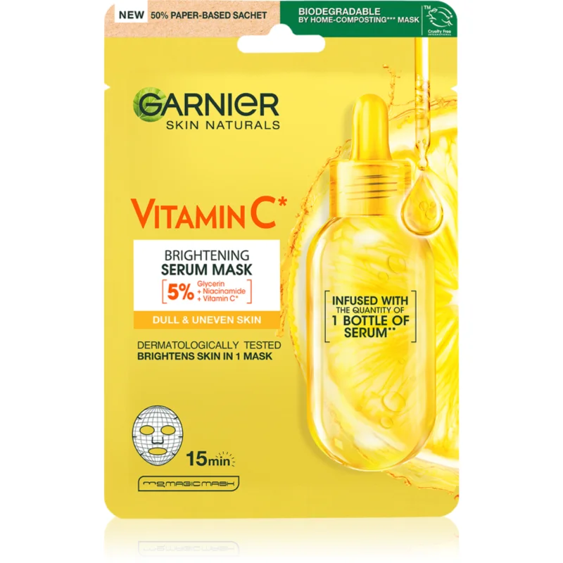Garnier Skin Naturals Vitamin C plátýnková maska s rozjasňujícím a hydratačním účinkem s vitaminem C 28 g - parfo.cz