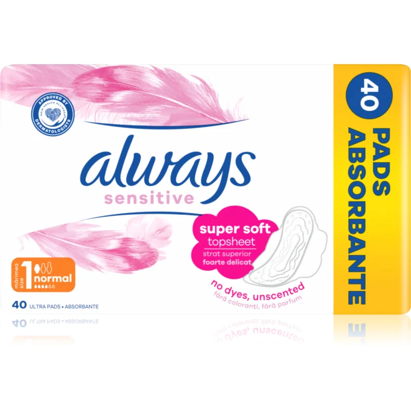 Always Sensitive Normal Plus vložky bez parfemace 40 ks - parfo.cz