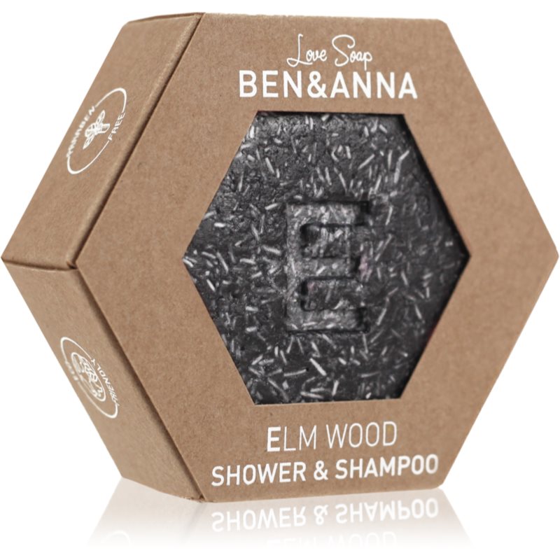 BEN&ANNA Love Soap Shower & Shampoo tuhý šampon a sprchový gel 2 v 1 Elm Wood 60 g - parfo.cz