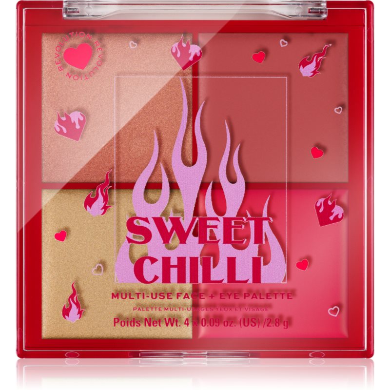 I Heart Revolution Sweet Chilli Blush & Highlight Quad paletka rozjasňovačů a tvářenek 4x0.9 g - parfo.cz