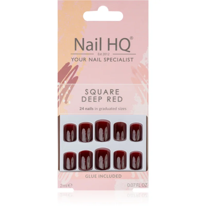 Nail HQ Square umělé nehty Deep Red 24 ks - parfo.cz