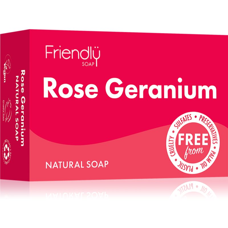 Friendly Soap Natural Soap Rose Geranium přírodní mýdlo 95 g - parfo.cz