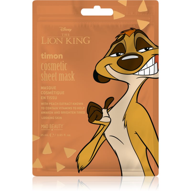 Mad Beauty Lion King Timon plátýnková maska pro intenzivní hydrataci 25 ml - parfo.cz