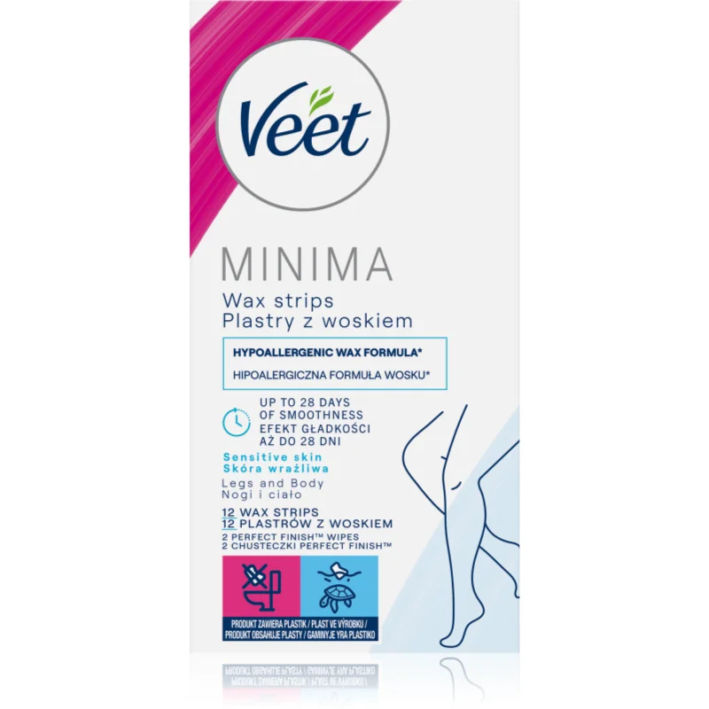Veet Minima Hypoallergenic voskové depilační pásky na nohy 12 ks - parfo.cz