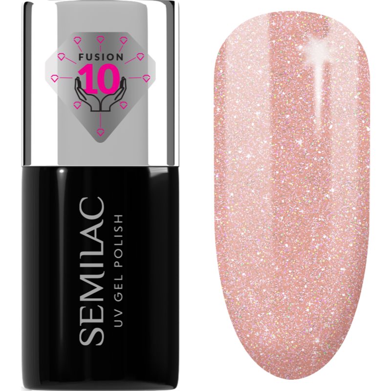 Semilac UV Hybrid Extend Care 5in1 gelový lak na nehty s vyživujícím účinkem odstín 804 Glitter Soft Beige 7 ml - parfo.cz