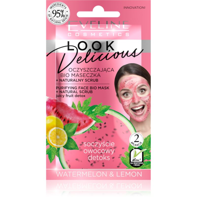 Eveline Cosmetics Look Delicious Watermelon & Lemon hydratační a rozjasňující maska na unavenou pleť 10 ml - parfo.cz