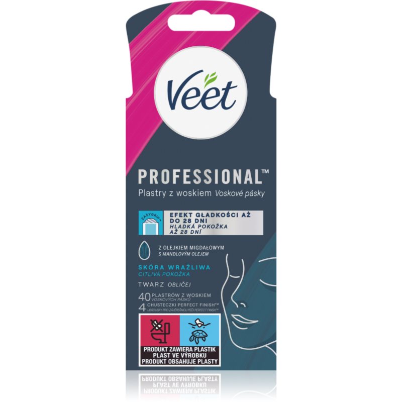 Veet Professional studené voskové pásky na obličej pro citlivou pokožku 40 ks - parfo.cz