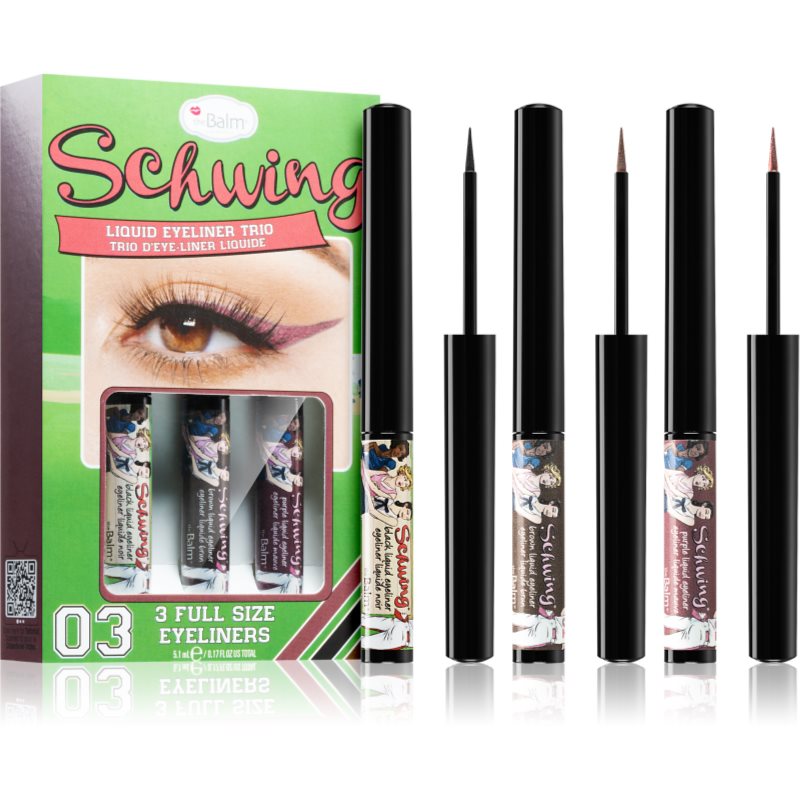 theBalm Schwing® Liquid Eyeliner Trio dlouhotrvající tekuté oční linky 3x1