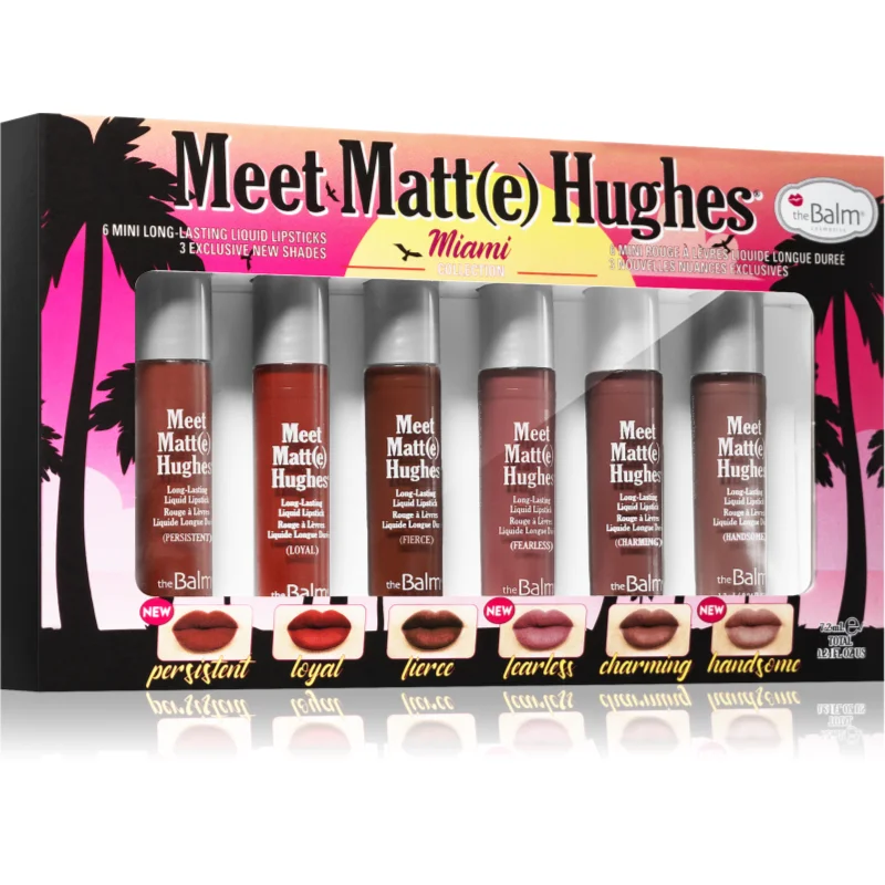 theBalm Meet Matt(e) Hughes Mini Kit Miami sada tekutých rtěnek pro dlouhotrvající efekt - parfo.cz