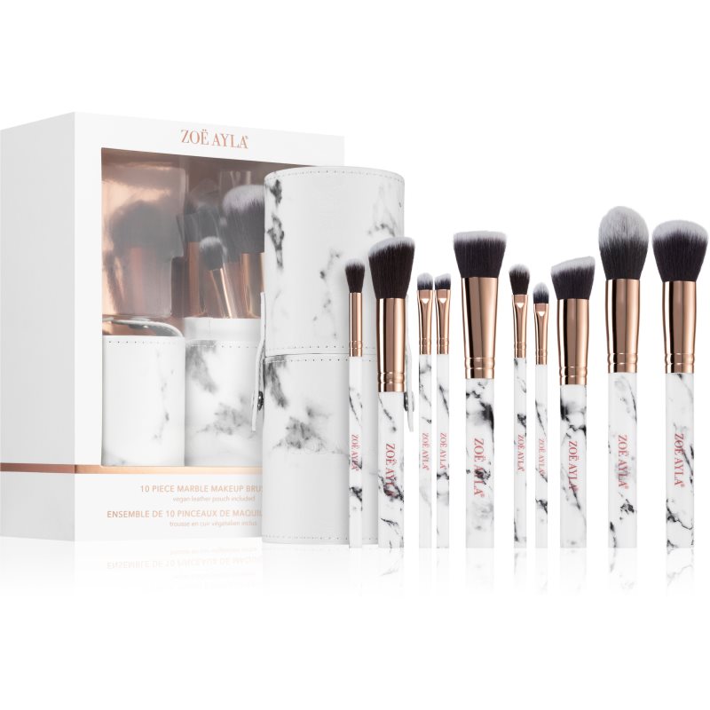 Zoë Ayla Makeup Brush Set Marble 10 Piece sada štětců s pouzdrem - parfo.cz