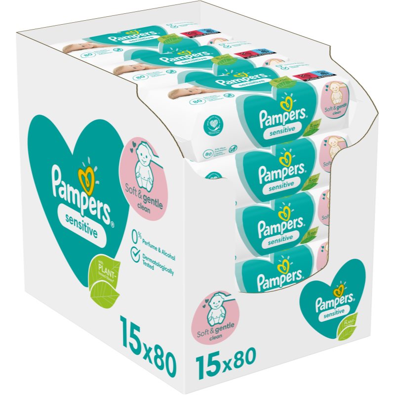 Pampers Sensitive vlhčené čisticí ubrousky pro děti pro citlivou pokožku 15x80 ks - parfo.cz