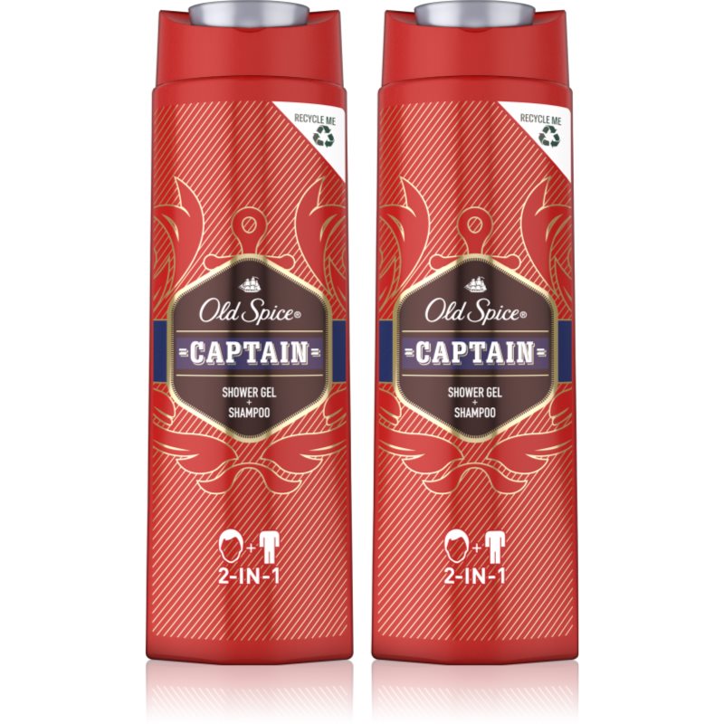Old Spice Captain sprchový gel a šampon 2 v 1 2x400 ml - parfo.cz