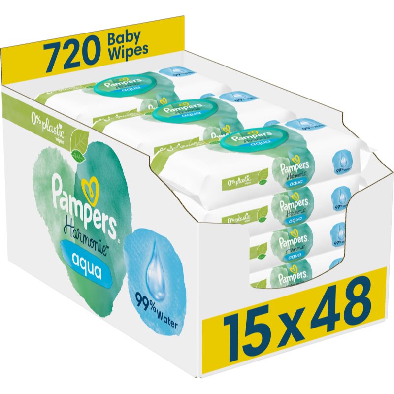 Pampers Harmonie Aqua vlhčené čisticí ubrousky pro děti 15x48 ks - parfo.cz