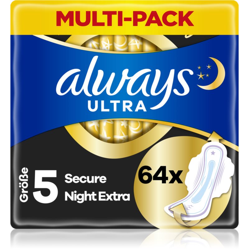 Always Ultra Secure Night Extra vložky 64 ks - parfo.cz