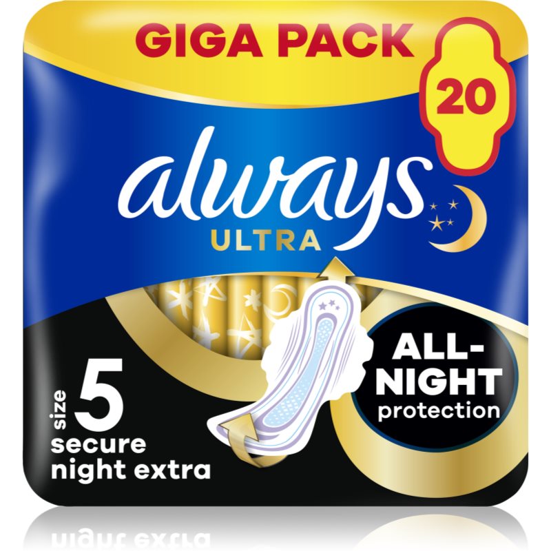 Always Ultra Secure Night Extra vložky 20 ks - parfo.cz