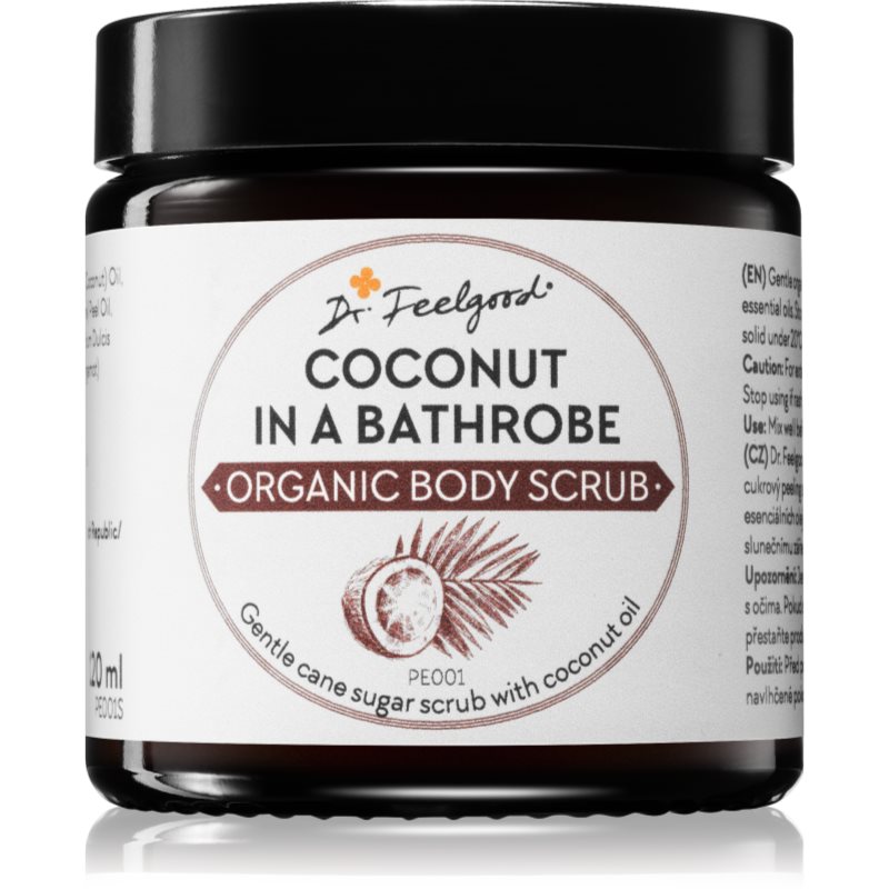 Dr. Feelgood Organic Coconut in a Bathrobe cukrový peeling s kokosovým olejem 120 ml - parfo.cz
