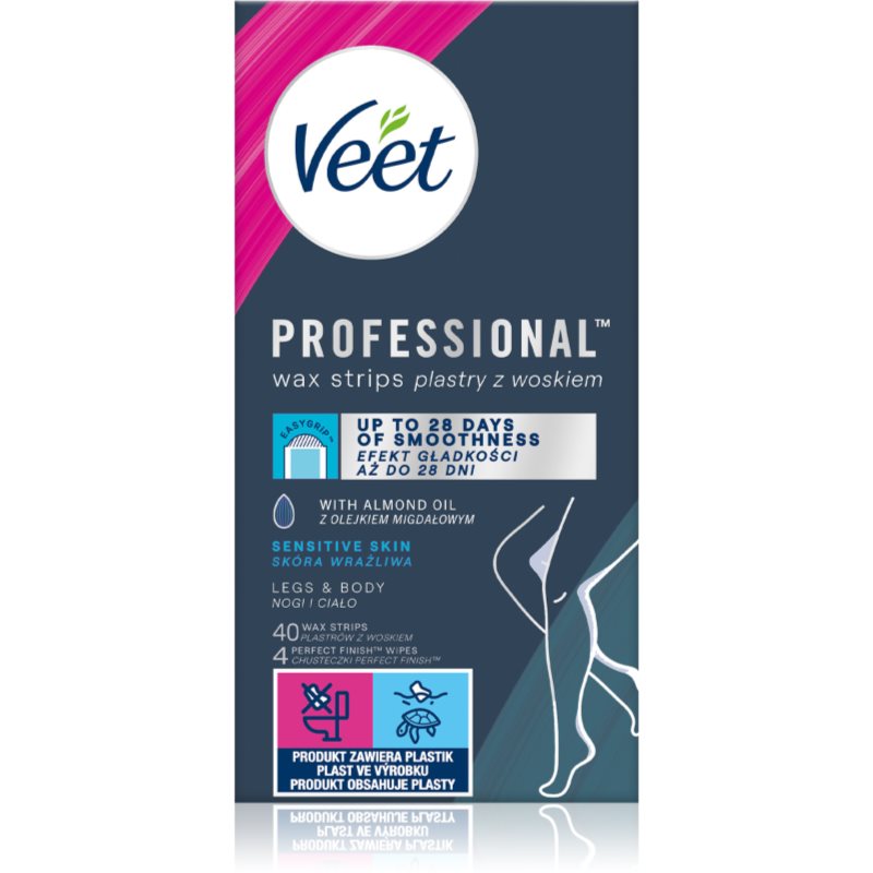 Veet Professional Sensitive Skin voskové depilační pásky pro citlivou pokožku 40 ks - parfo.cz