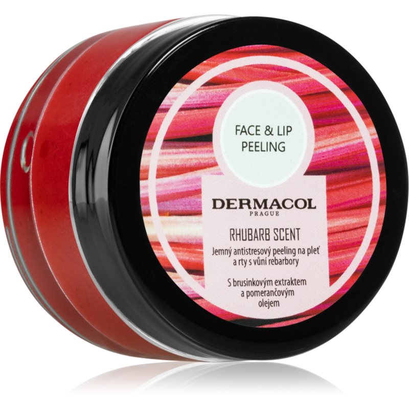 Dermacol Face & Lip Peeling Rhubarb cukrový peeling na rty a tváře 50 ml - parfo.cz