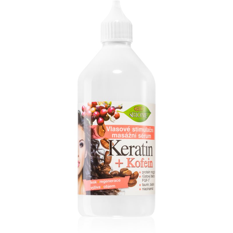 Bione Cosmetics Keratin + Kofein sérum pro růst vlasů a posílení od kořínků 215 ml - parfo.cz