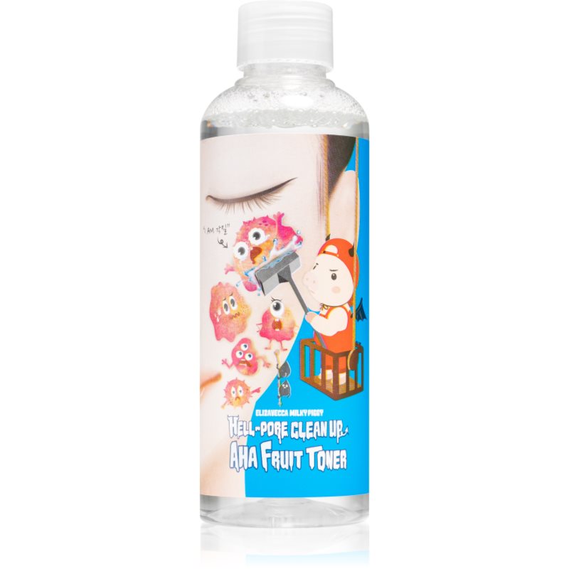 Elizavecca Milky Piggy Hell-Pore Clean Up AHA Fruit Toner tonikum pro redukci rozšířených pórů s peelingovým efektem 200 ml - parfo.cz