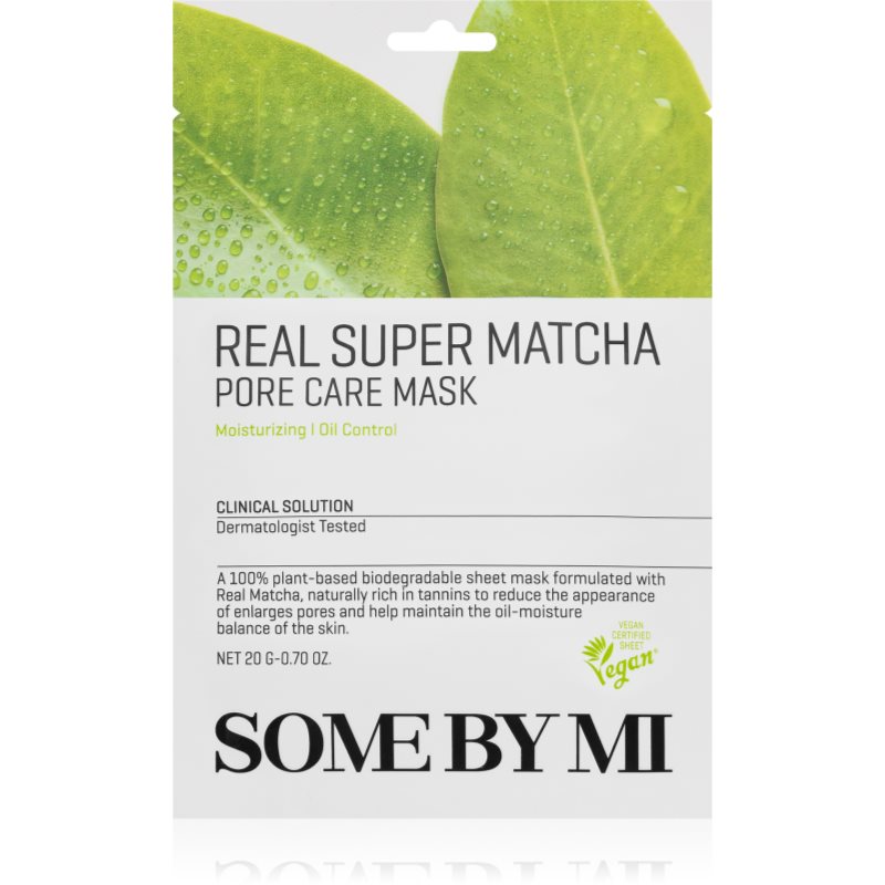 Some By Mi Clinical Solution Super Matcha Pore Care Mask pečující plátýnková maska pro stažení pórů a matný vzhled pleti 20 g - parfo.cz