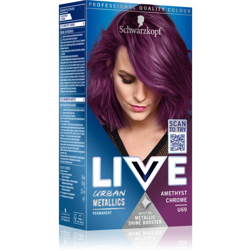 Schwarzkopf LIVE Urban Metallics permanentní barva na vlasy odstín U69 Amethyst Chrome 1 ks - parfo.cz