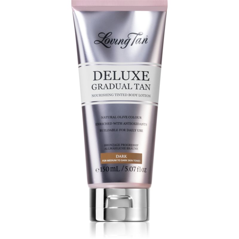 Loving Tan Deluxe Gradual Tan vyživující tělové mléko pro zvýraznění opálení odstín Dark 150 ml - parfo.cz