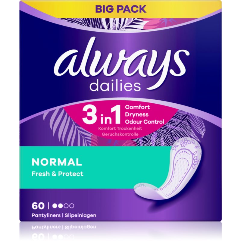 Always Dailies Normal Fresh & Protect slipové vložky 60 ks - parfo.cz