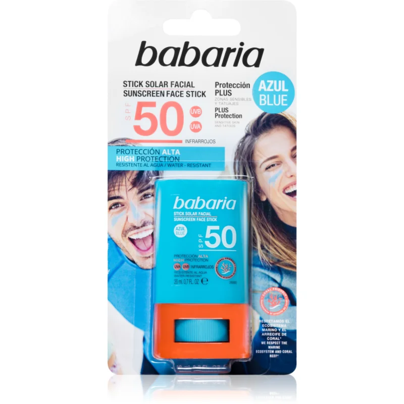 Babaria Blue Face Sun Stick ochranná hydratační tyčinka na obličej a citlivá místa SPF 50 20 ml - parfo.cz