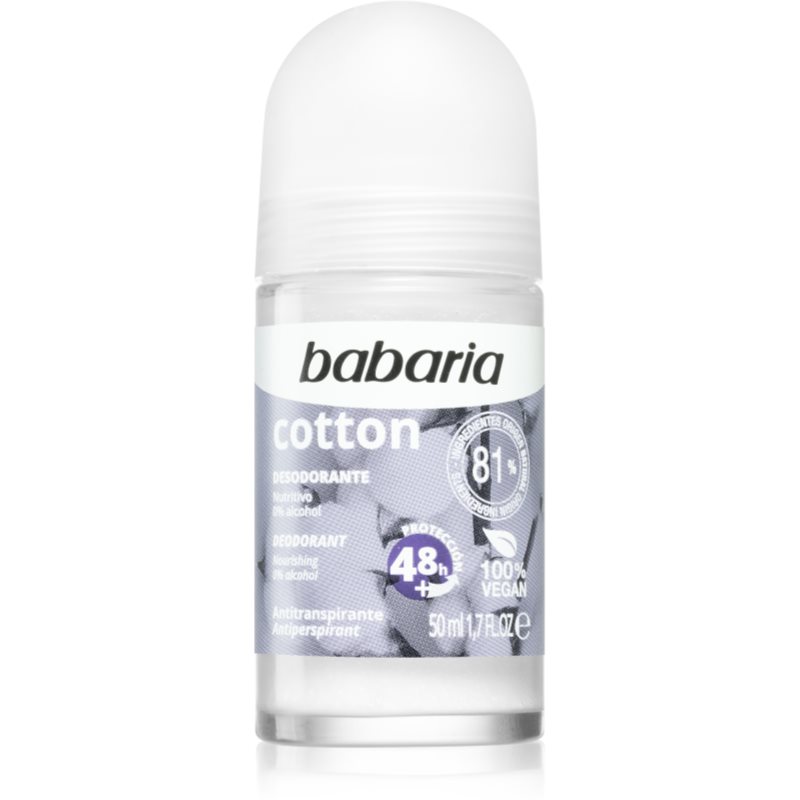 Babaria Deodorant Cotton antiperspirant roll-on s vyživujícím účinkem 50 ml - parfo.cz