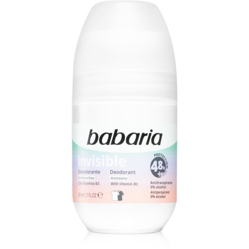 Babaria Deodorant Invisible antiperspirant roll-on proti bílým a žlutým skvrnám 50 ml - parfo.cz