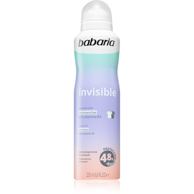Babaria Deodorant Invisible antiperspirant ve spreji proti bílým a žlutým skvrnám 200 ml - parfo.cz