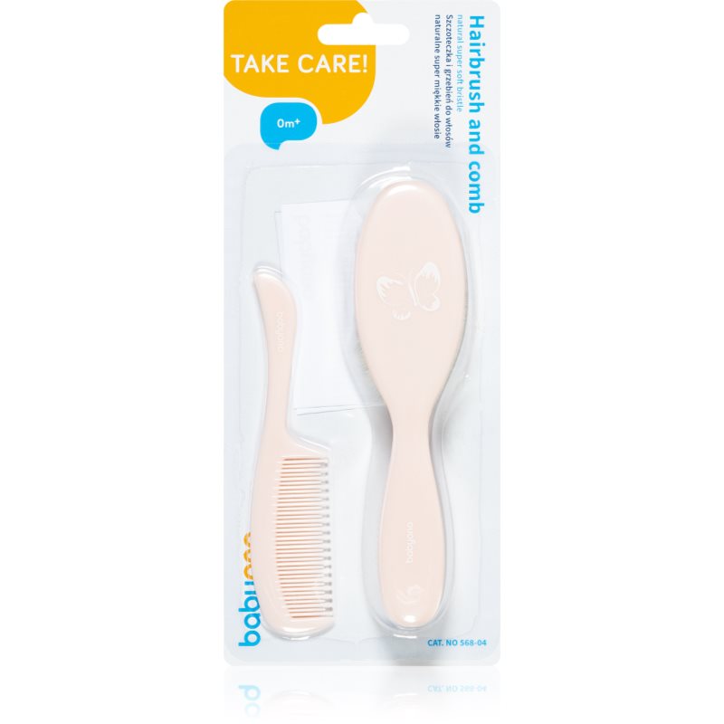 BabyOno Take Care Hairbrush and Comb IV kartáč na vlasy pro děti Pink 2 ks - parfo.cz